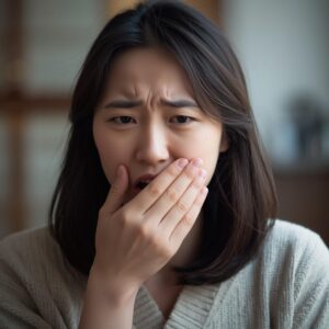 口臭を気にする一人の日本人女性